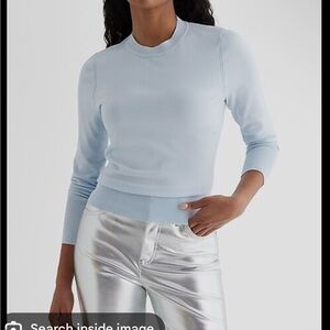 Light Blue Sweater and Silver Pants